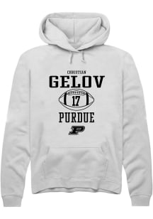 Christian Gelov Rally Mens White Purdue Boilermakers NIL Sport Icon Hooded Sweatshirt