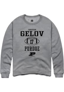 Christian Gelov Rally Mens Graphite Purdue Boilermakers NIL Sport Icon Crew Sweatshirt