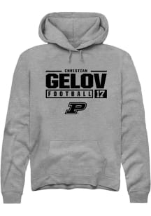 Christian Gelov Rally Mens Graphite Purdue Boilermakers NIL Stacked Box Hooded Sweatshirt