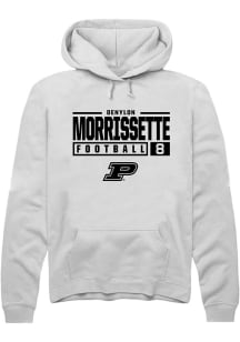 Denylon Morrissette Rally Mens White Purdue Boilermakers NIL Stacked Box Hooded Sweatshirt