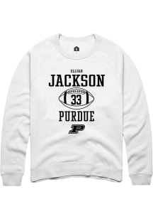 Elijah Jackson Rally Mens White Purdue Boilermakers NIL Sport Icon Crew Sweatshirt