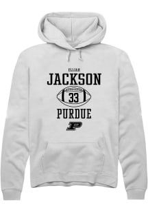 Elijah Jackson Rally Mens White Purdue Boilermakers NIL Sport Icon Hooded Sweatshirt