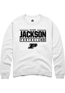 Elijah Jackson Rally Mens White Purdue Boilermakers NIL Stacked Box Crew Sweatshirt