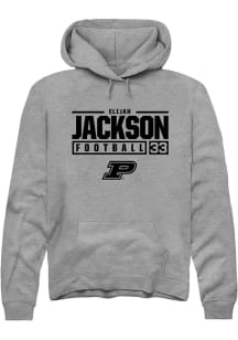 Elijah Jackson Rally Mens Graphite Purdue Boilermakers NIL Stacked Box Hooded Sweatshirt