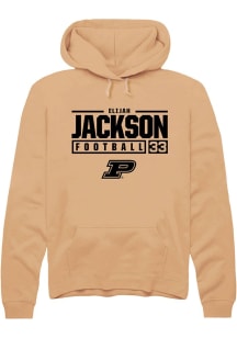 Elijah Jackson Rally Mens Gold Purdue Boilermakers NIL Stacked Box Hooded Sweatshirt