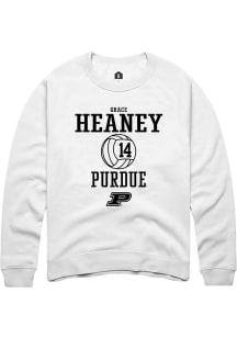 Grace Heaney Rally Mens White Purdue Boilermakers NIL Sport Icon Crew Sweatshirt