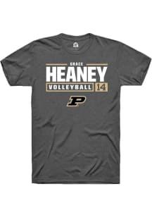 Grace Heaney Dark Grey Purdue Boilermakers NIL Stacked Box Short Sleeve T Shirt