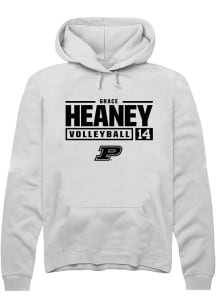 Grace Heaney Rally Mens White Purdue Boilermakers NIL Stacked Box Hooded Sweatshirt