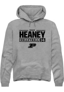 Grace Heaney Rally Mens Graphite Purdue Boilermakers NIL Stacked Box Hooded Sweatshirt