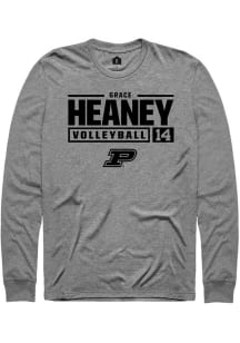 Grace Heaney Rally Mens Graphite Purdue Boilermakers NIL Stacked Box Tee