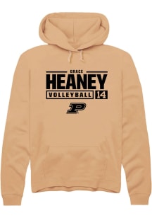 Grace Heaney Rally Mens Gold Purdue Boilermakers NIL Stacked Box Hooded Sweatshirt