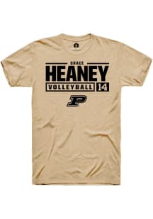 Grace Heaney Gold Purdue Boilermakers NIL Stacked Box Short Sleeve T Shirt