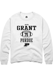 Jalen Grant Rally Mens White Purdue Boilermakers NIL Sport Icon Crew Sweatshirt