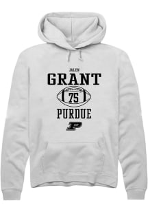 Jalen Grant Rally Mens White Purdue Boilermakers NIL Sport Icon Hooded Sweatshirt