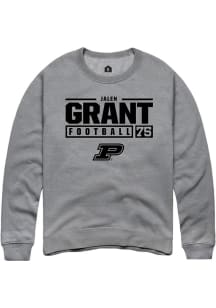 Jalen Grant Rally Mens Graphite Purdue Boilermakers NIL Stacked Box Crew Sweatshirt