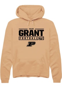 Jalen Grant Rally Mens Gold Purdue Boilermakers NIL Stacked Box Hooded Sweatshirt