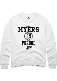 Lourdes Myers Rally Mens White Purdue Boilermakers NIL Sport Icon Crew Sweatshirt