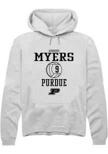 Lourdes Myers Rally Mens White Purdue Boilermakers NIL Sport Icon Hooded Sweatshirt