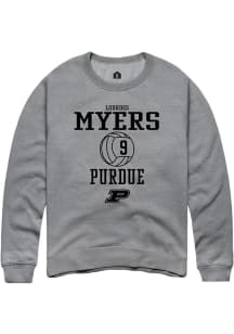 Lourdes Myers Rally Mens Graphite Purdue Boilermakers NIL Sport Icon Crew Sweatshirt