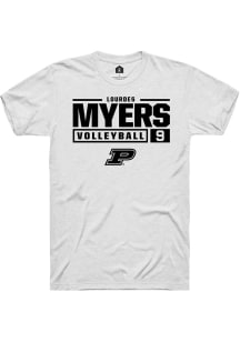 Lourdes Myers White Purdue Boilermakers NIL Stacked Box Short Sleeve T Shirt