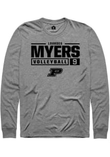 Lourdes Myers Rally Mens Graphite Purdue Boilermakers NIL Stacked Box Tee