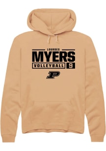 Lourdes Myers Rally Mens Gold Purdue Boilermakers NIL Stacked Box Hooded Sweatshirt