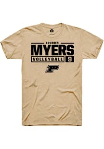 Lourdes Myers Gold Purdue Boilermakers NIL Stacked Box Short Sleeve T Shirt