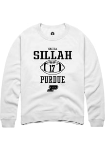 Shitta Sillah Rally Mens White Purdue Boilermakers NIL Sport Icon Crew Sweatshirt