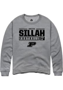 Shitta Sillah Rally Mens Graphite Purdue Boilermakers NIL Stacked Box Crew Sweatshirt