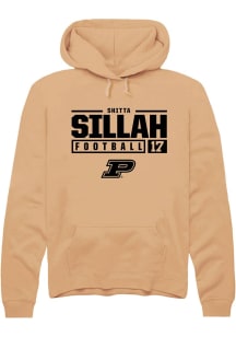 Shitta Sillah Rally Mens Gold Purdue Boilermakers NIL Stacked Box Hooded Sweatshirt