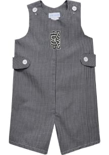 Vive La Fete Kennesaw State Owls Baby Black Gingham Overalls