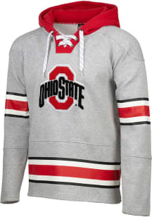 Mens Grey Ohio State Buckeyes Hockey Hooded Sweatshirt