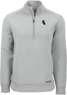 Cutter and Buck Chicago White Sox Mens Grey Mono Roam Long Sleeve Qtr Zip Pullover