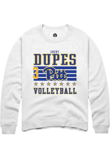Emery Dupes Rally Mens White Pitt Panthers NIL Striped Player Crew