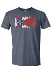 Wichita Navy Blue City Flag Wordmark Short Sleeve T Shirt
