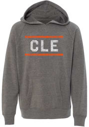 Rally Cleveland Youth Grey Block and Bars Long Sleeve Hoodie