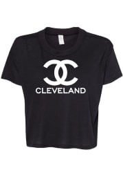 Cleveland Women's City Wordmark Crop Short Sleeve T-Shirt - Black