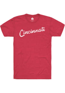 Rally Cincinnati Red Edgy Script Short Sleeve Fashion T Shirt