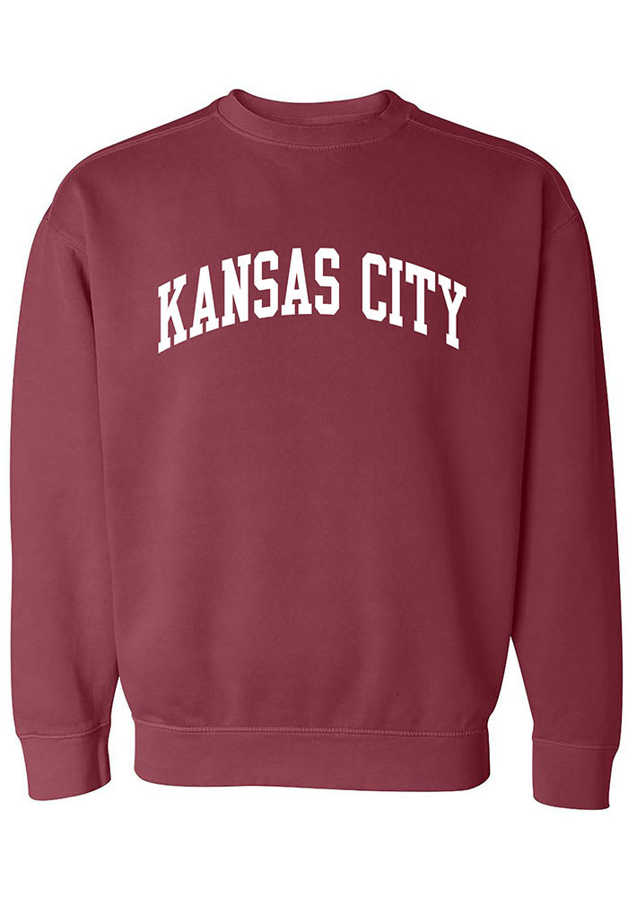 Kansas City Womens Crimson Wordmark Unisex Long Sleeve Crew Sweatshirt