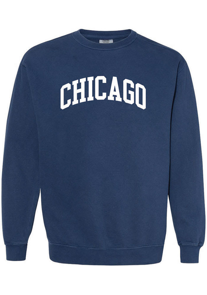 Chicago Womens True Navy Wordmark Unisex Long Sleeve Crew Sweatshirt