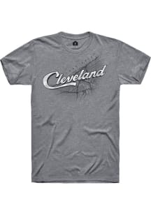 Rally Cleveland Grey Wordmark Over City Map Short Sleeve Fashion T Shirt