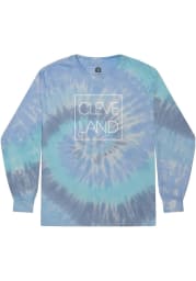 Cleveland Womens Lagoon Tie-Dye Wordmark Unisex Long Sleeve T-Shirt