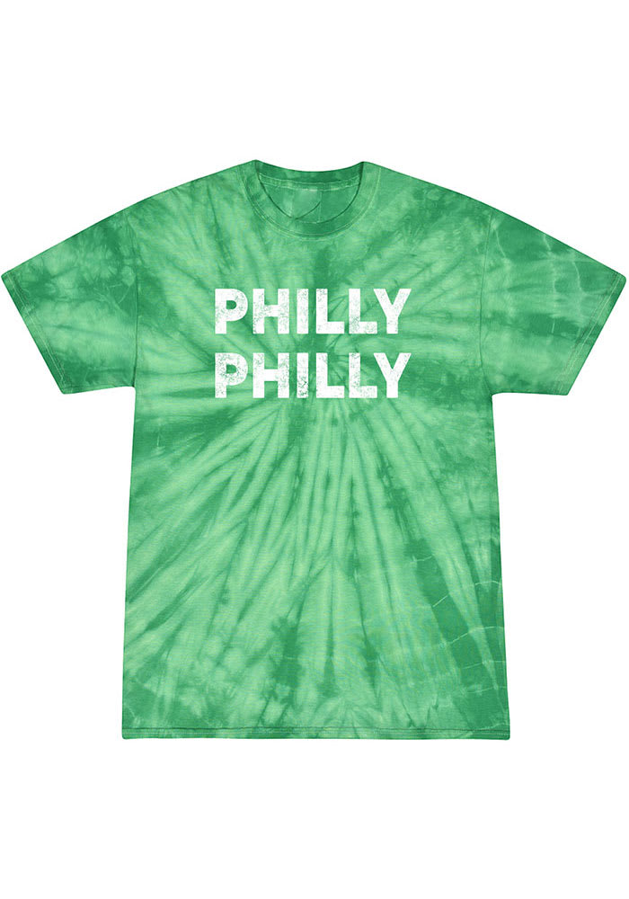 Rally Philadelphia Kelly Green Tie Dye Bridge Arch Short Sleeve T Shirt