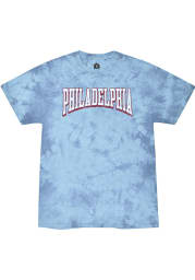Rally Philadelphia Light Blue Tie Dye Retro Script Short Sleeve T Shirt