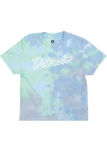 Detroit Womens Green Dream Tie-Dye Wordmark Unisex  Short Sleeve T-Shirt
