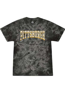 Rally Pittsburgh Black Tie Dye Bridge Arch Short Sleeve T Shirt