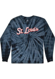 St. Louis Womens Spider Navy Tie-Dye Wordmark Unisex Lone Sleeve T-Shirt