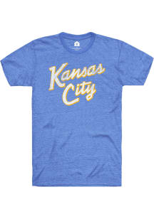 Rally Kansas City Blue Edgy Script Short Sleeve Fashion T Shirt