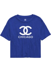 Rally Chicago Womens Blue CC Wordmark Short Sleeve T-Shirt