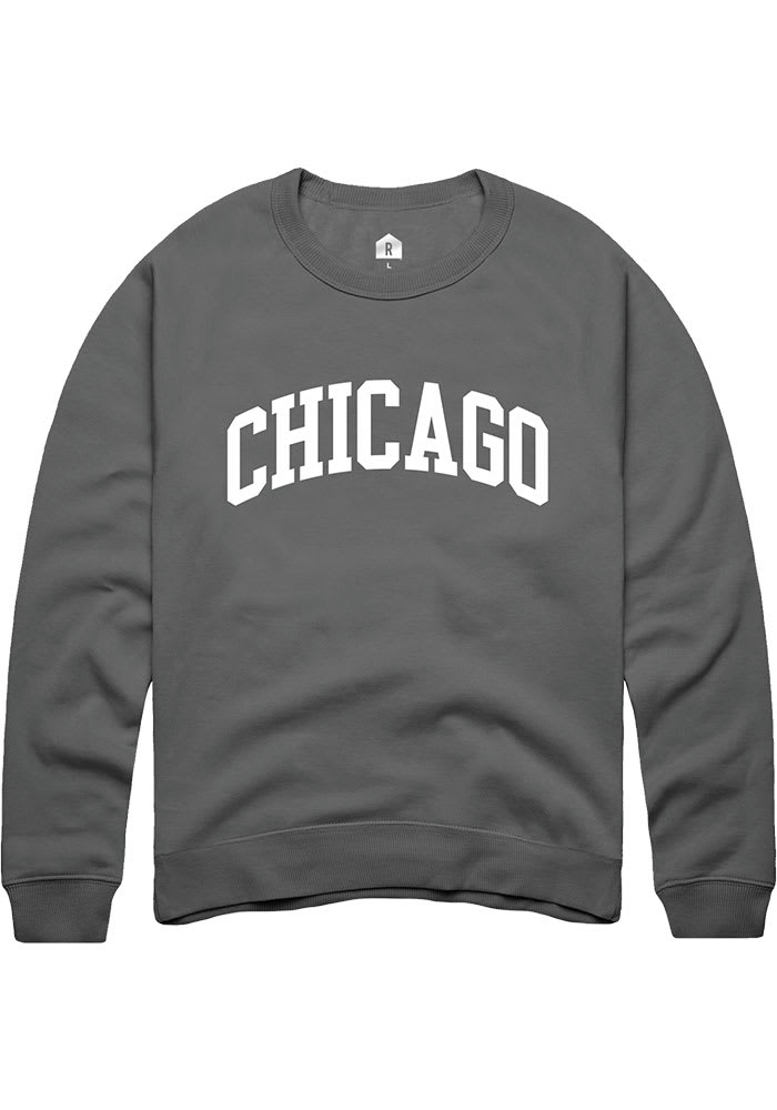 Rally Chicago Womens Grey Arch Wordmark Crew Sweatshirt